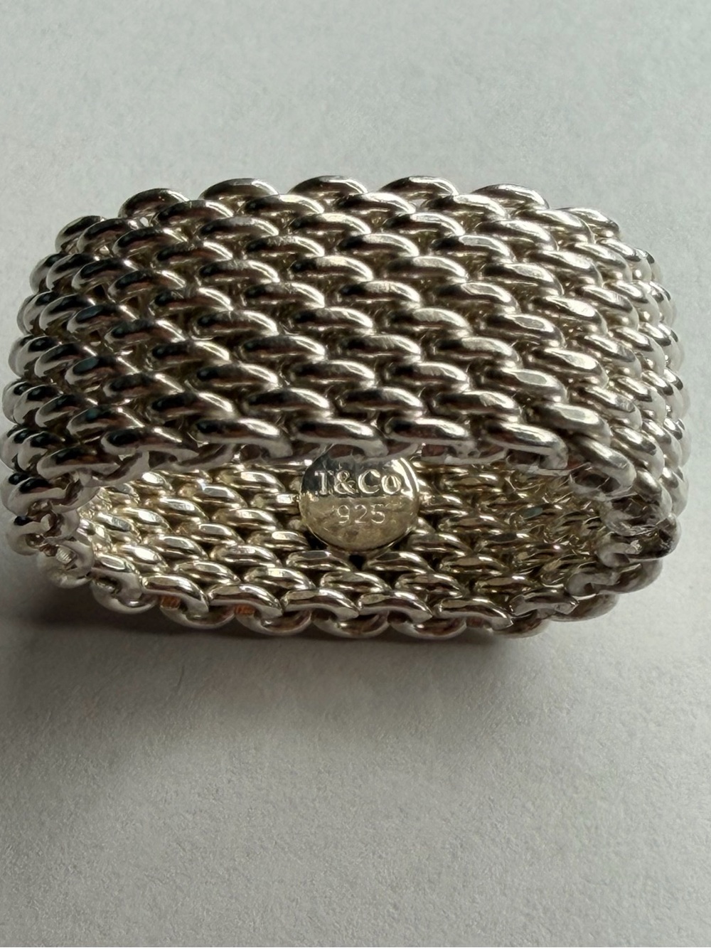 Tiffany & Co. Somerset Wide Mesh Ring Sterling Silver 925 Fits Size 5 - 5.5 Y2K